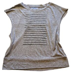 Nation Ltd Gray Striped Dolman Sleeve Oversized Tee Top Size L